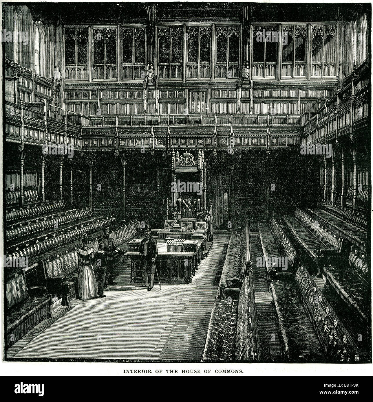 Interior House of Commons 1892 Parliament Westminster Sir Charles Barry Stock Photo