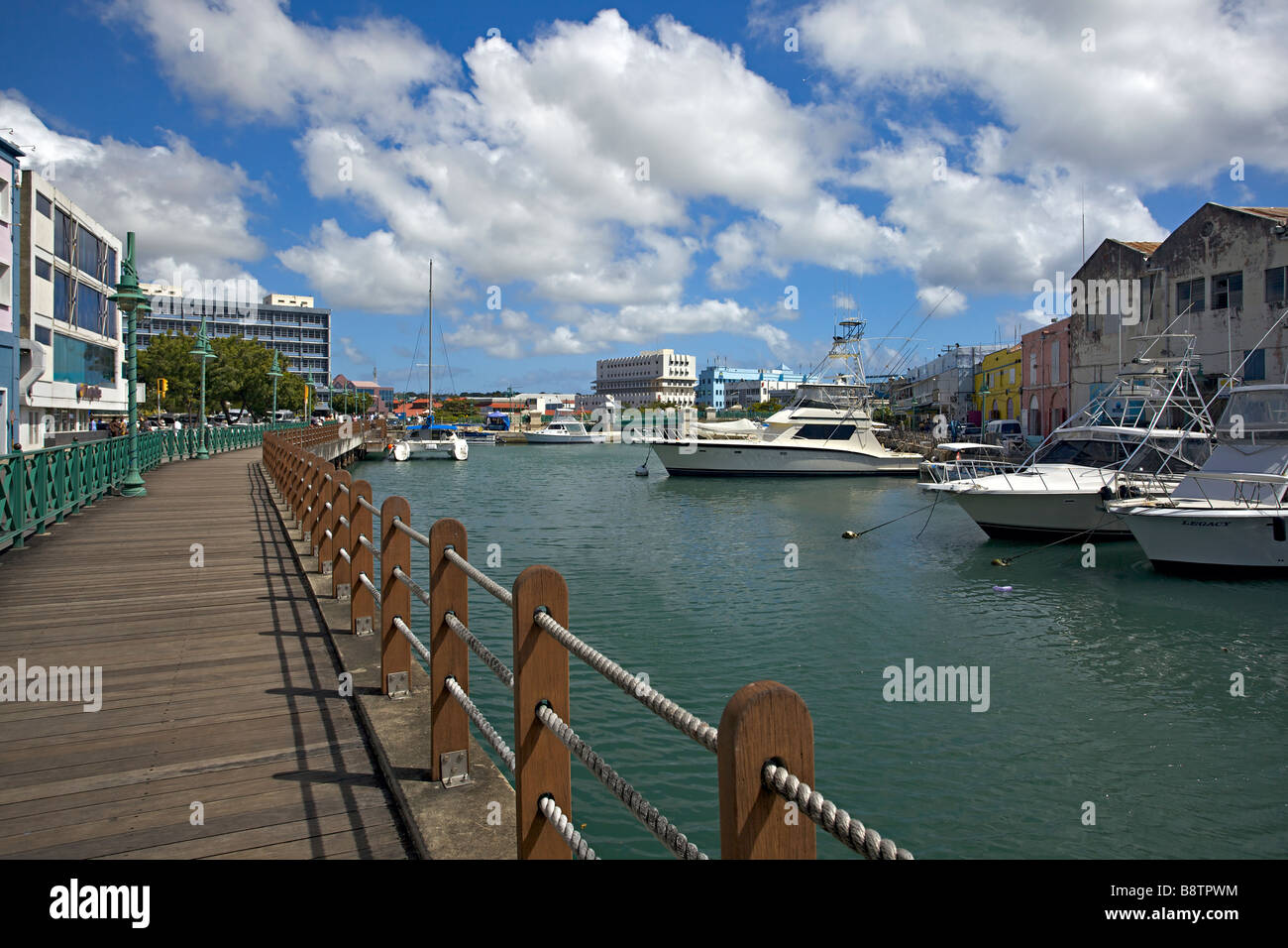 View of Barbados waterfront and boardwalk in Bridgetown, Barbados, "St. Michael Stock Photo Alamy