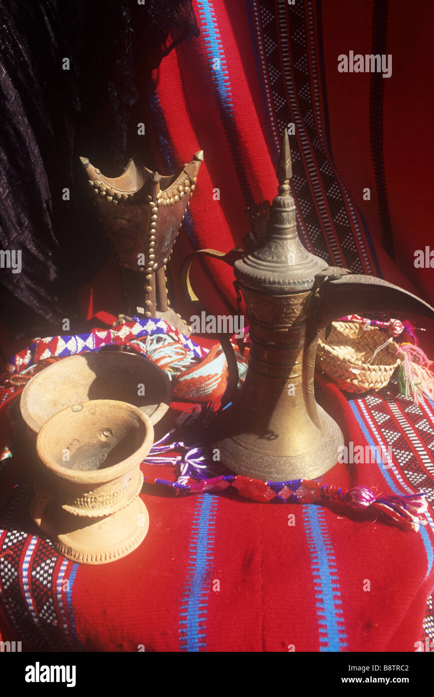 Traditional Arab artefacts and crafts coffee pot incense burner, mat