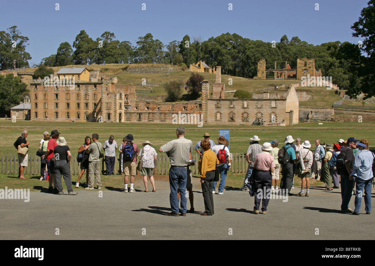 Tourists at Port Arthur Historic Site on the Tasmanian Peninsular in Tasmania Australia Stock Photo