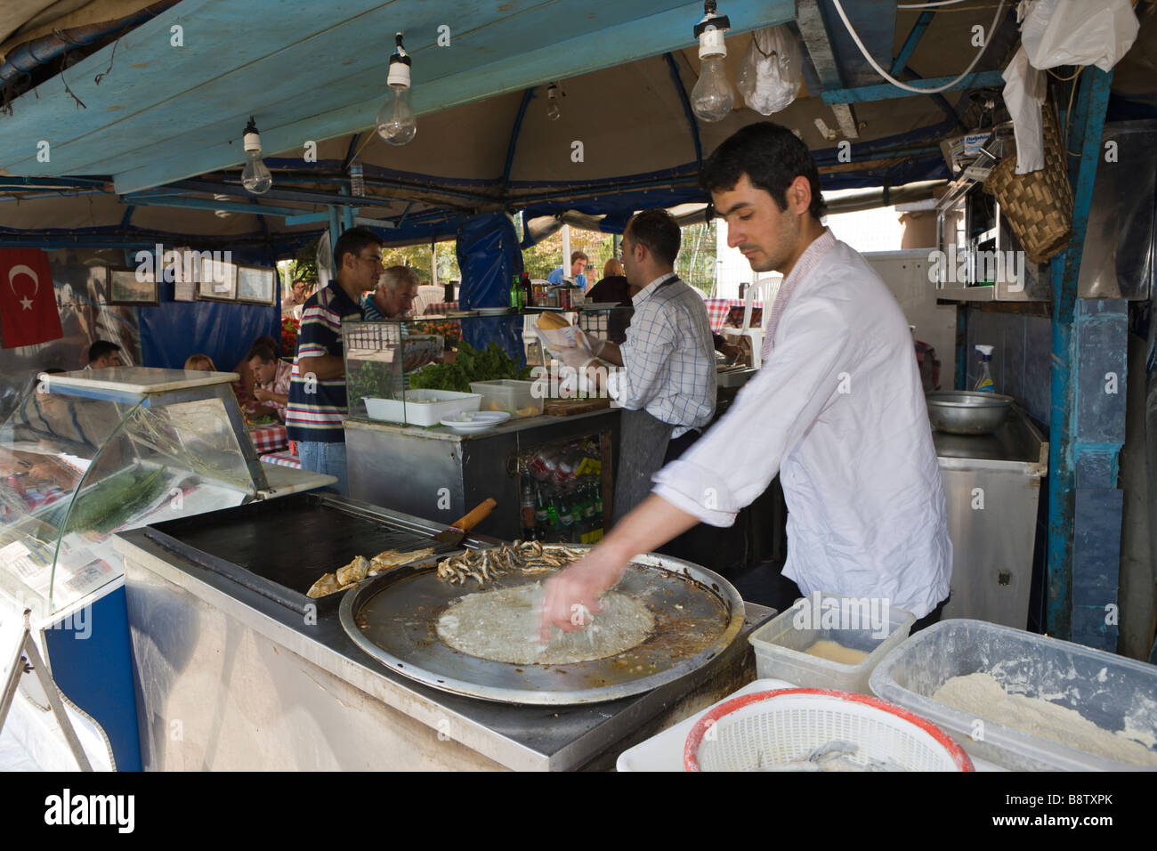 Fishmarket at Galata Bridge Istanbul Turkey Stock Photo