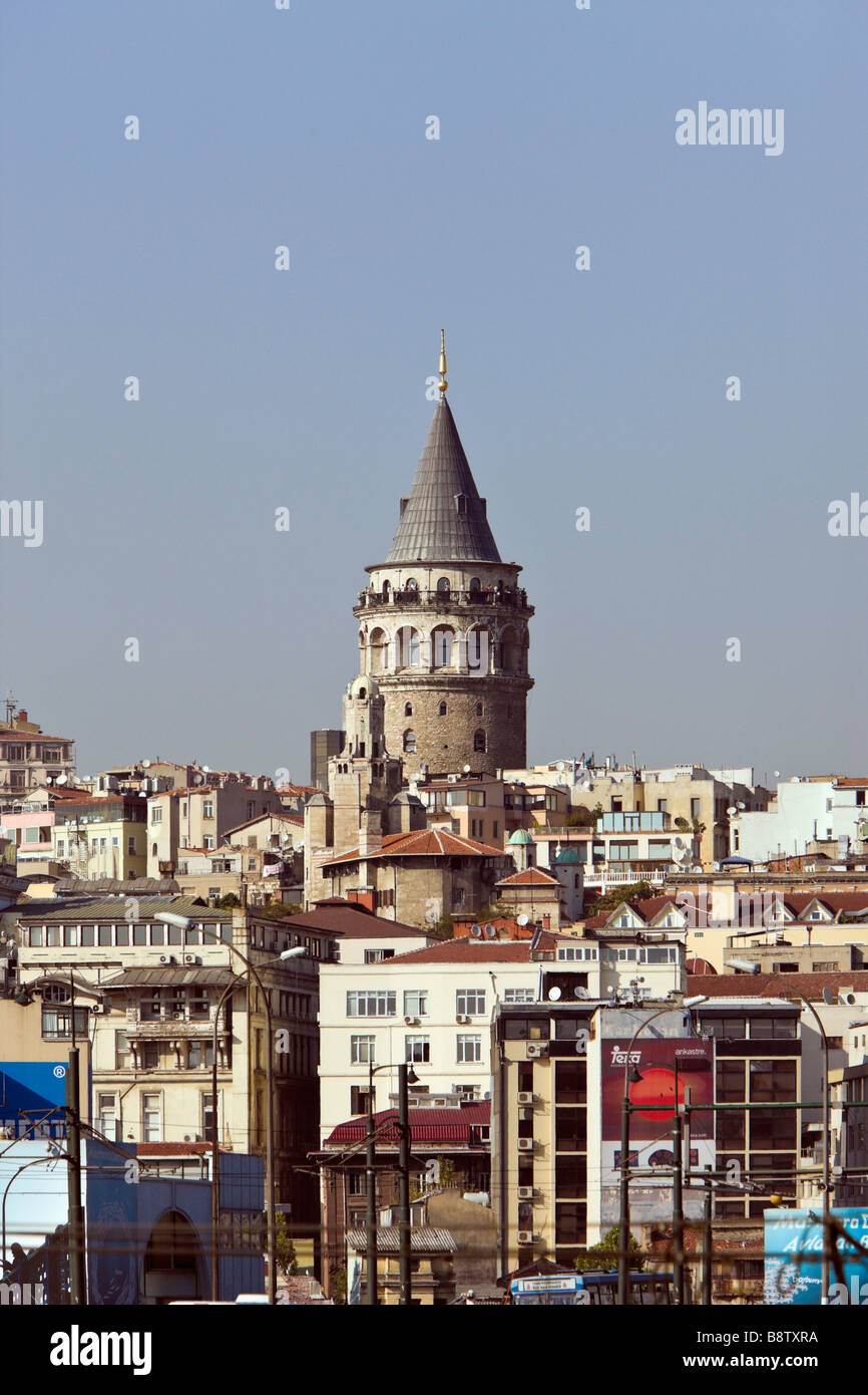 Galata Tower at Beyoglu District Istanbul Turkey Stock Photo