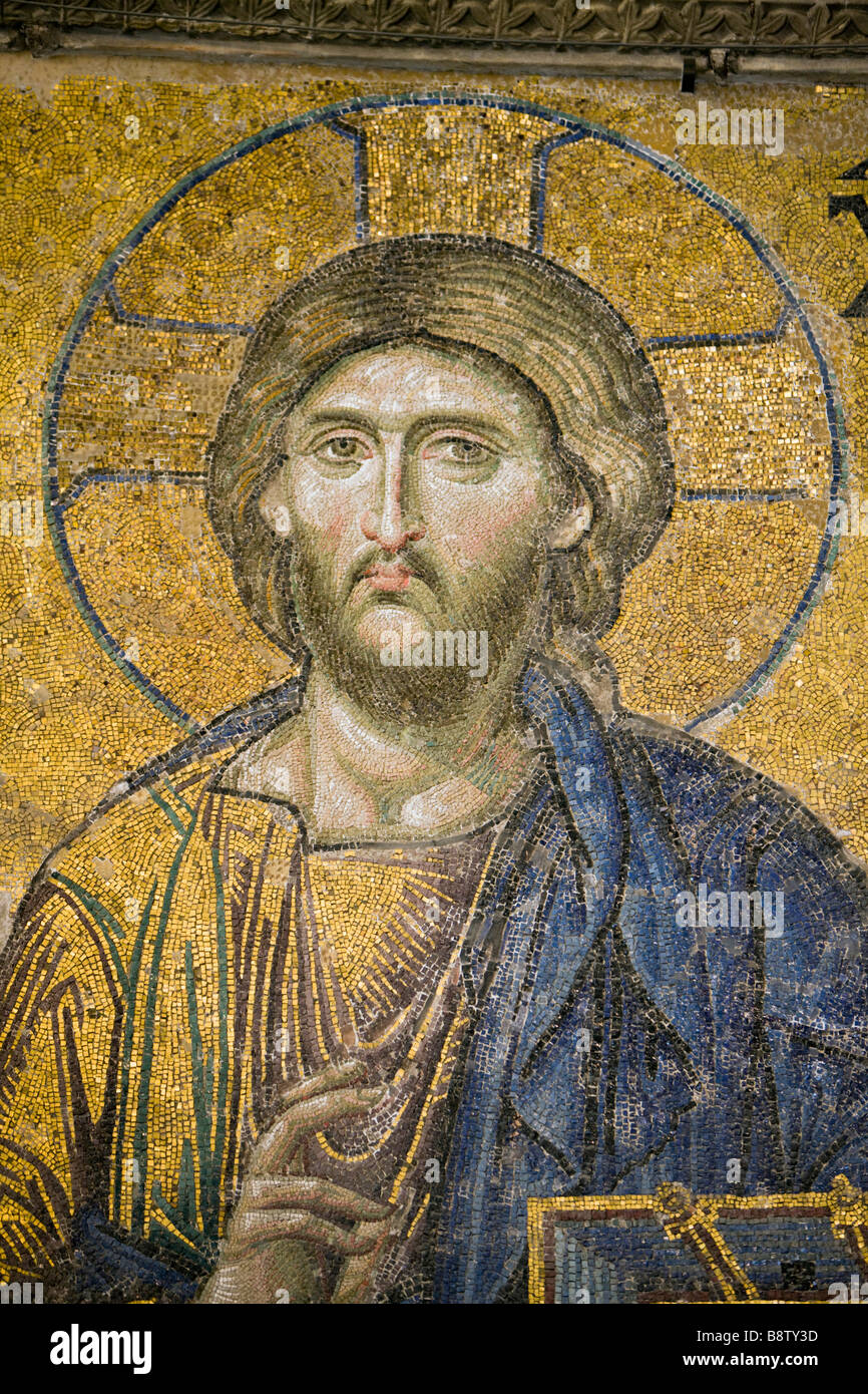 Entreaty Deesis Mosaic at Hagia Sophia Istanbul Turkey Stock Photo