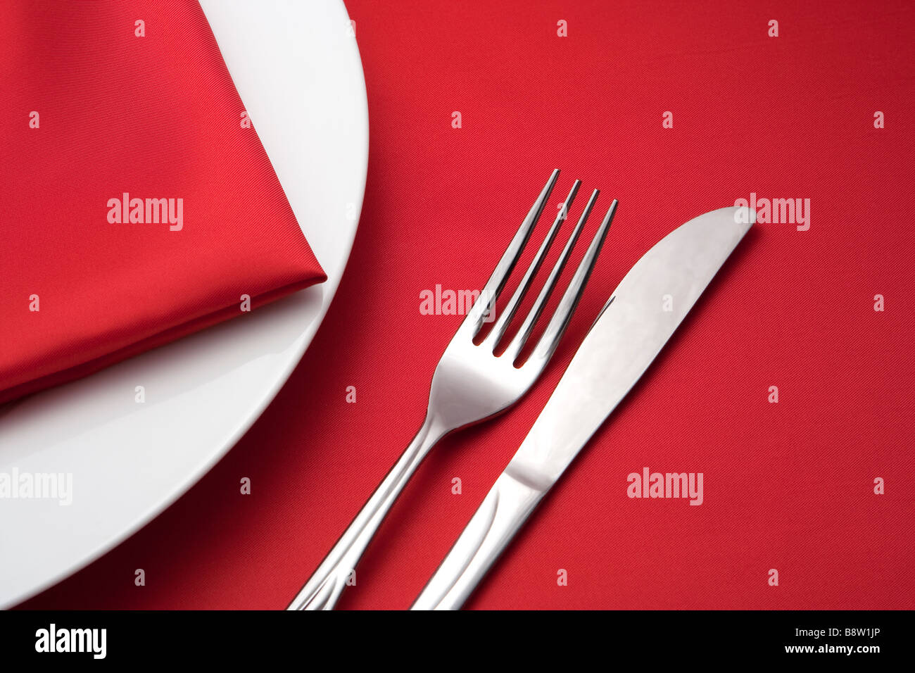 restaurant set for dinner Stock Photo