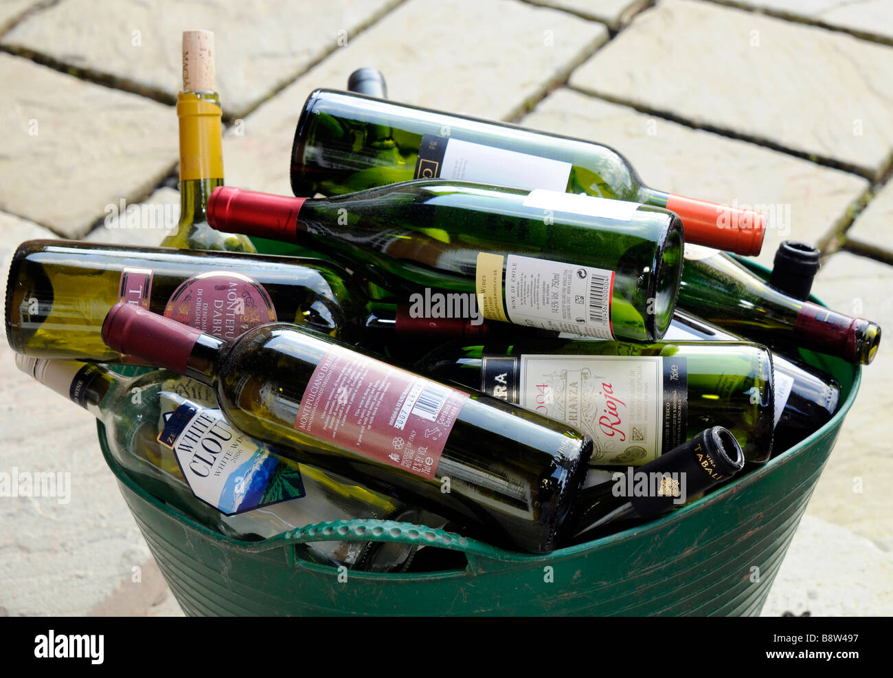 Wine bottles ready for recycling Stock Photo Alamy