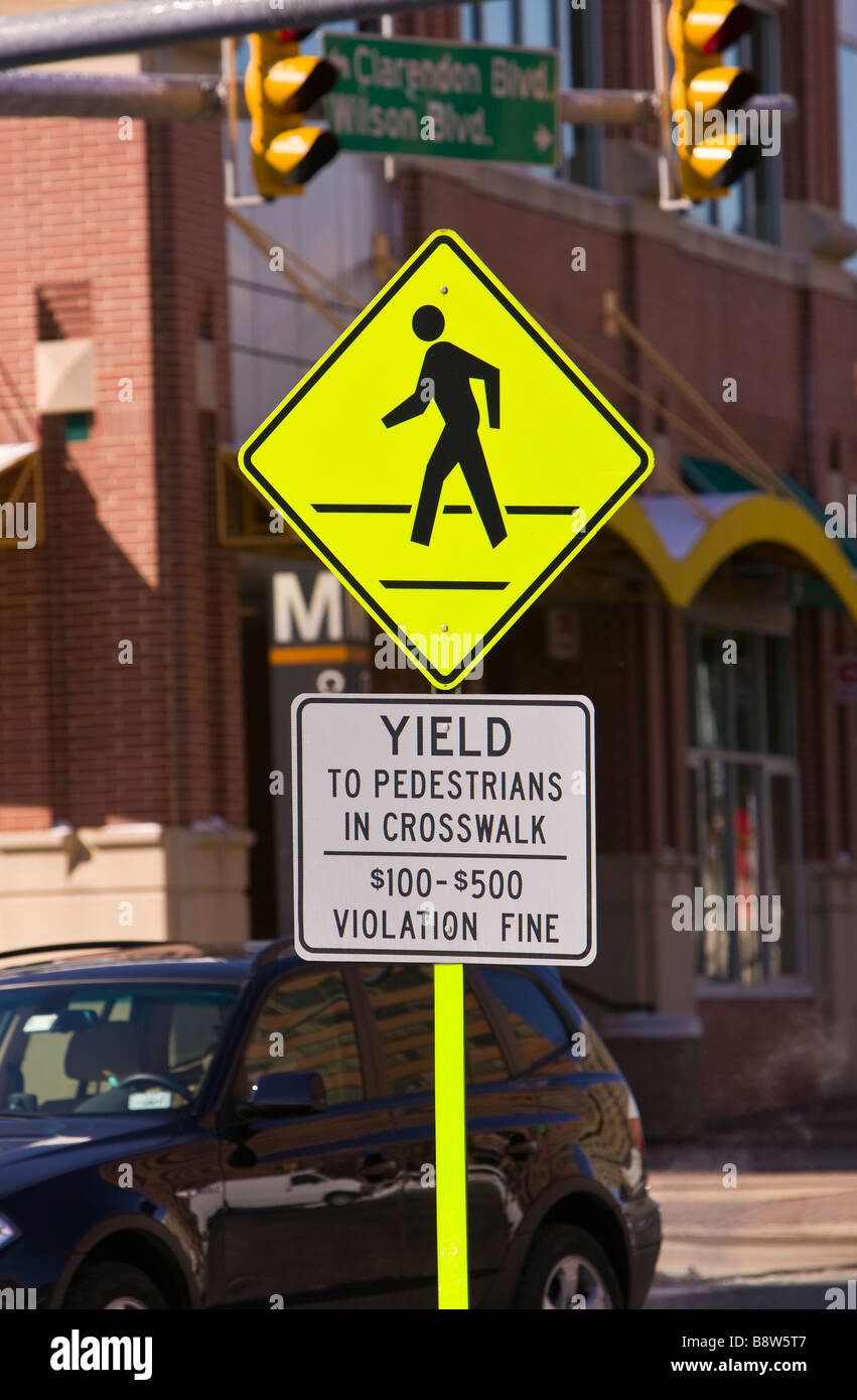ARLINGTON VIRGINIA USA Pedestrian crossing traffic sign Stock Photo