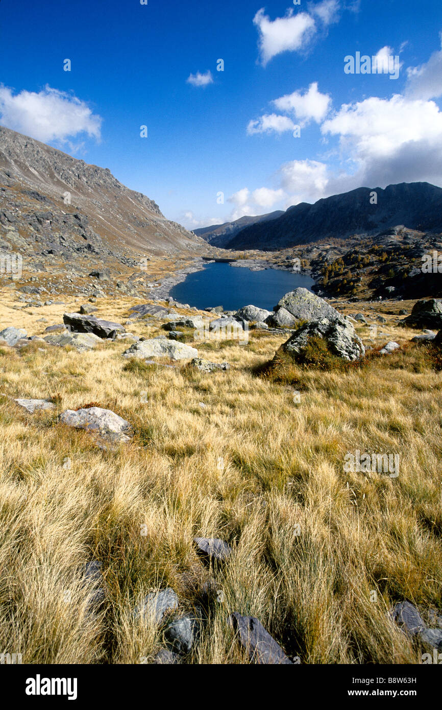 autumnal landscape of the Vallee des Merveilles. That place is known for the graved rocks dated between 2500-3000 before J.C. Stock Photo