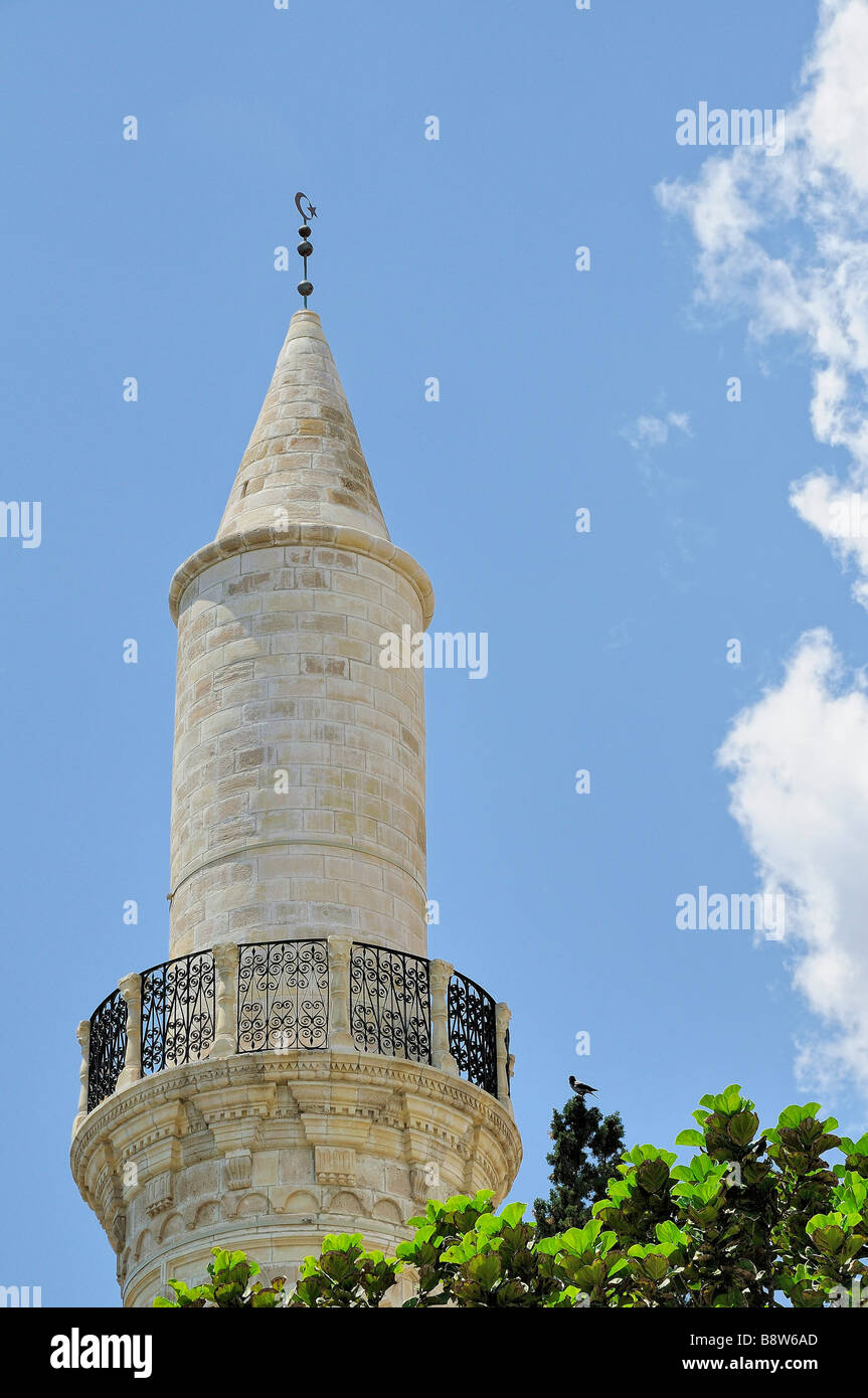 Minaret of the Jami Kebir Mosque in Larnaca, Cyprus Stock Photo