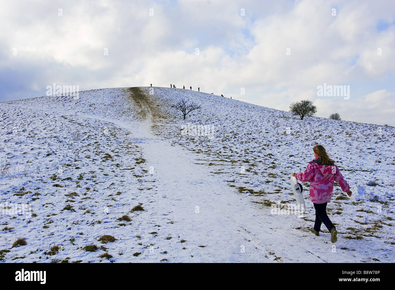 Sledging Pitstone Hill 4 Stock Photo