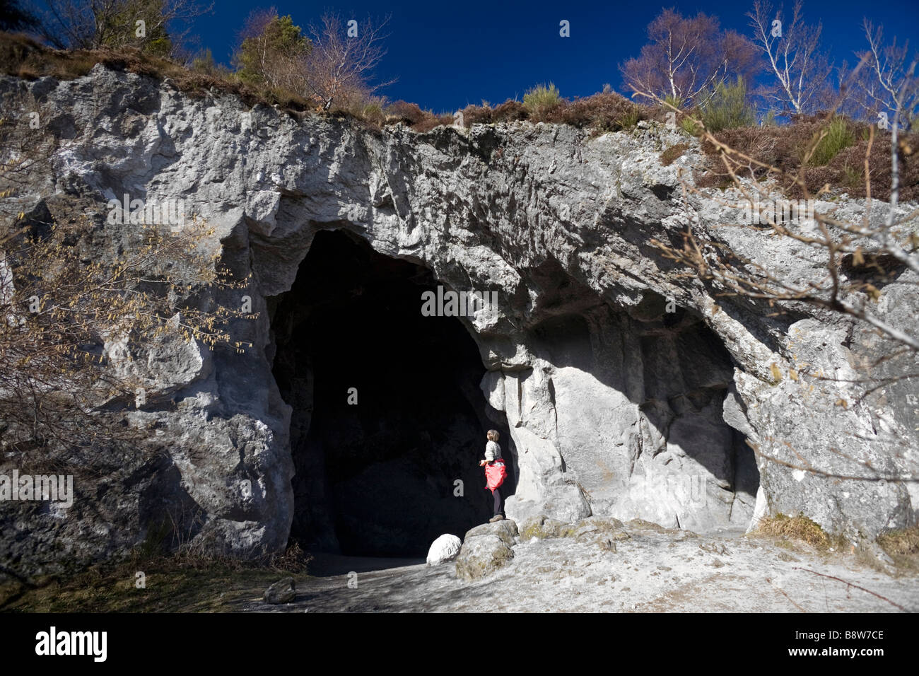 A cave dug into the Big Sarcouy dome (Puy de Dôme - France). Caverne creusée dans le dôme du Grand Sarcouy (Puy-de-Dôme-France) Stock Photo
