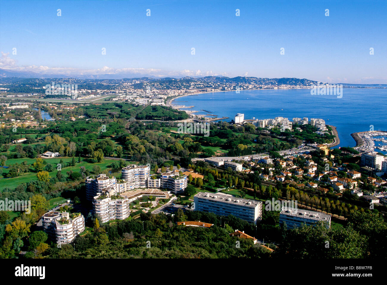 Overview above Mandelieu and the bay of Cannes Stock Photo