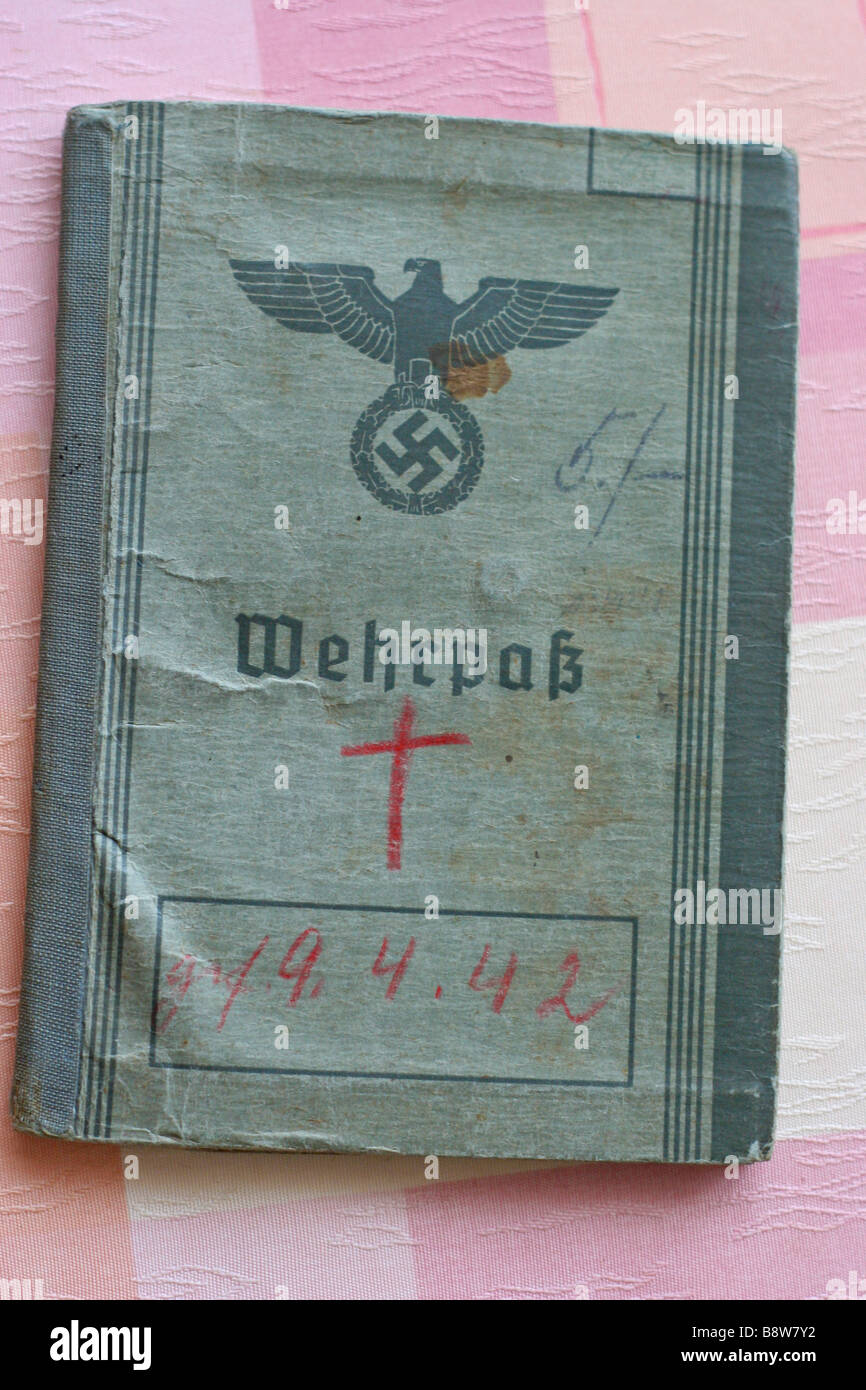 The Wehrpass was a document issued to conscripts at the time of registration for the military draft. Stock Photo