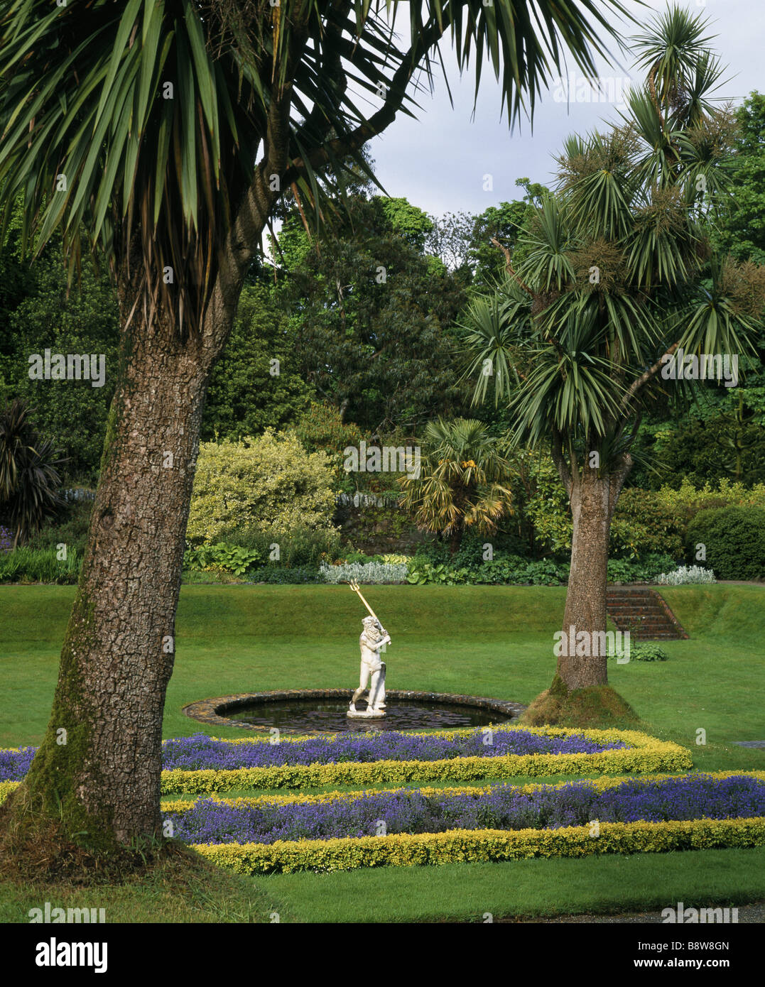The statue of Neptune in the sunken garden at Castle Ward Stock Photo