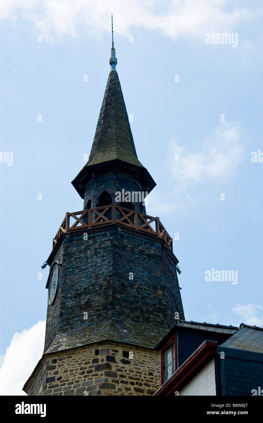 Clock tower at Dinan Stock Photo