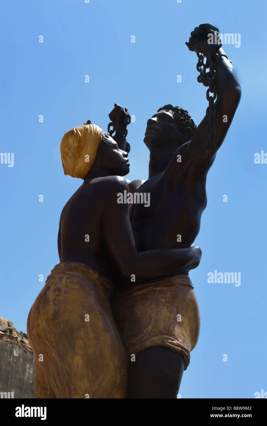 sculpture of a couple of slaves in Goree island dakar senegal Stock Photo