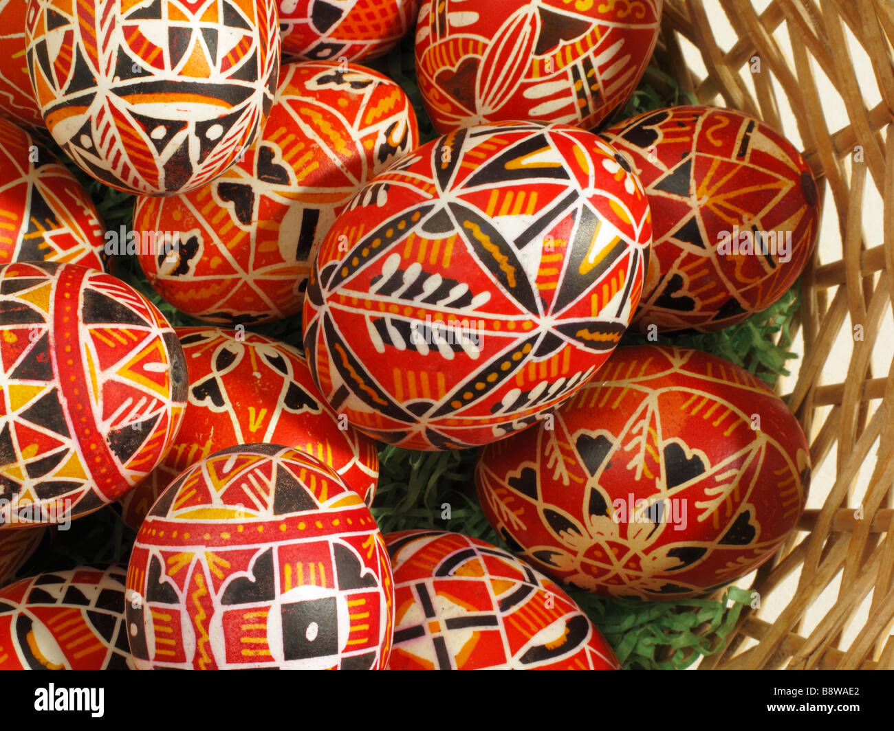 Basketful of Easter Eggs Stock Photo