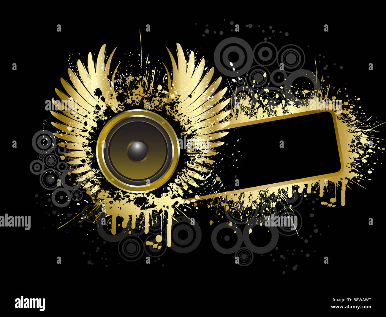 Grunge music background in gold and black Stock Photo - Alamy