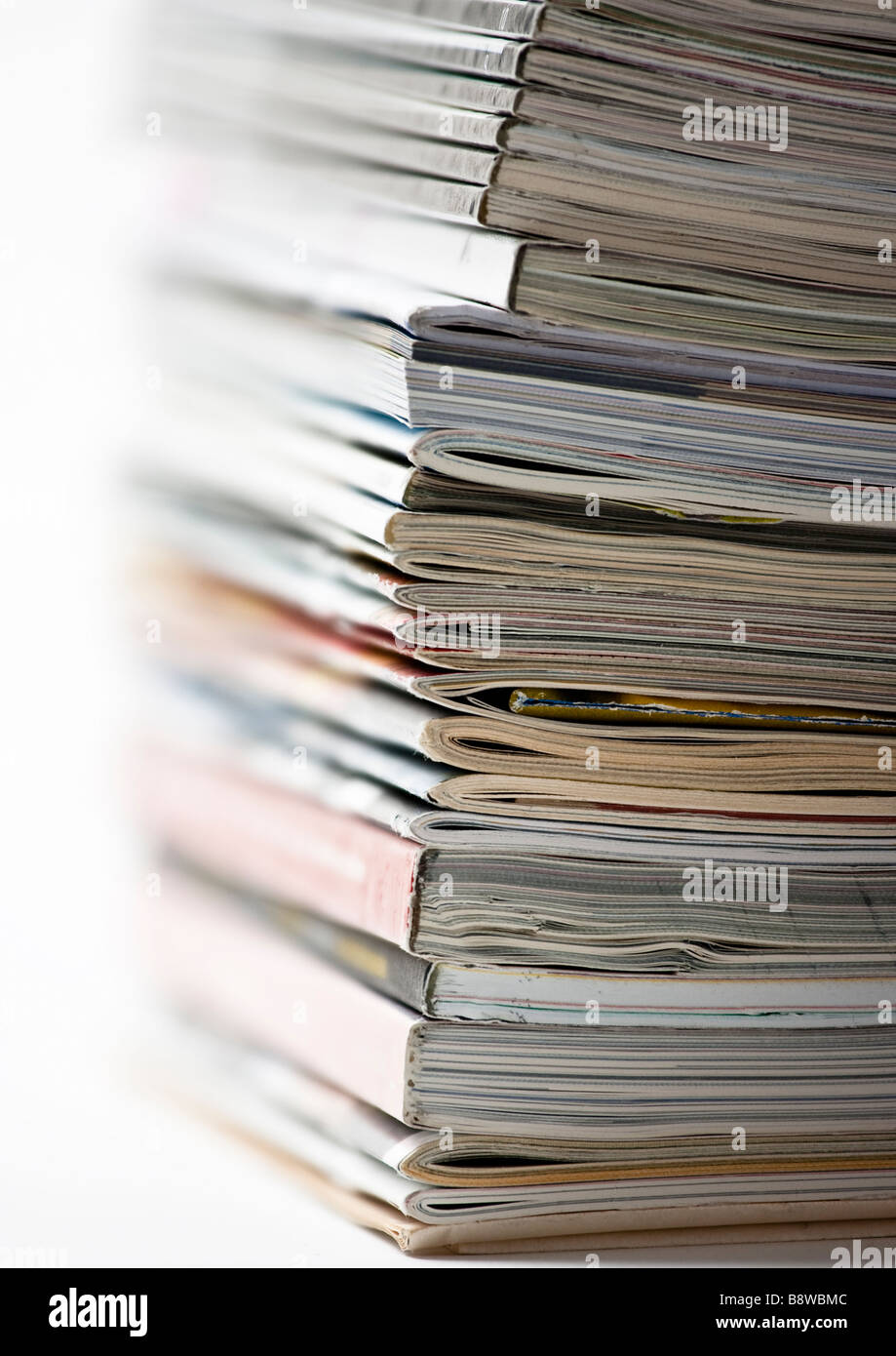 Studio shot of a pile of magazines Stock Photo