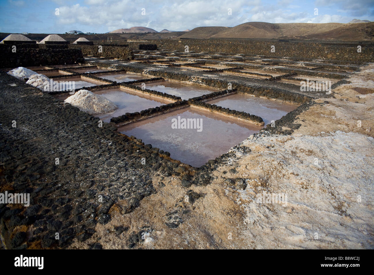 An abandoned saltmine in Lanzarote, Canary islands, Spain. Stock Photo