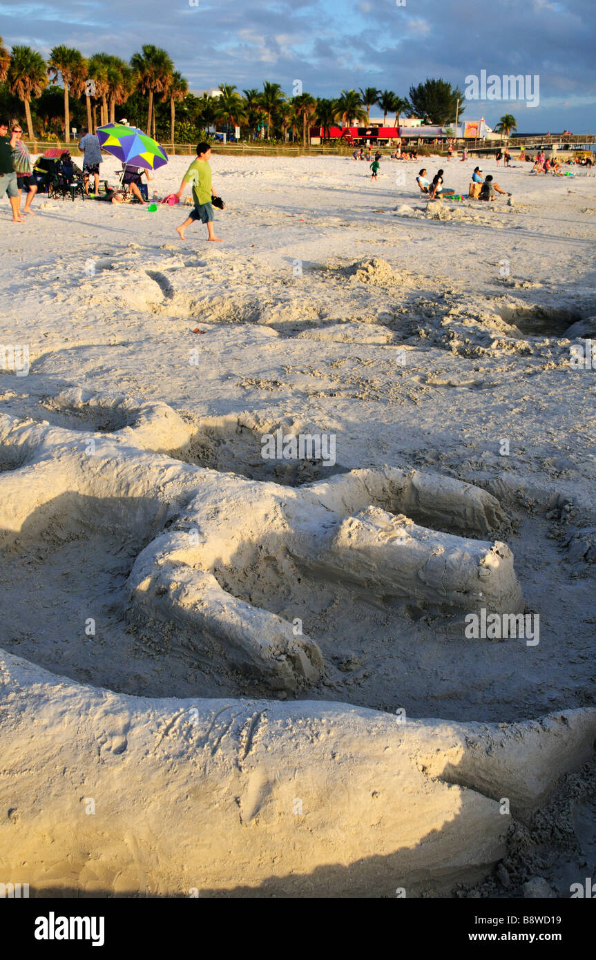 Sand alligator on Fort Myers Beach Stock Photo