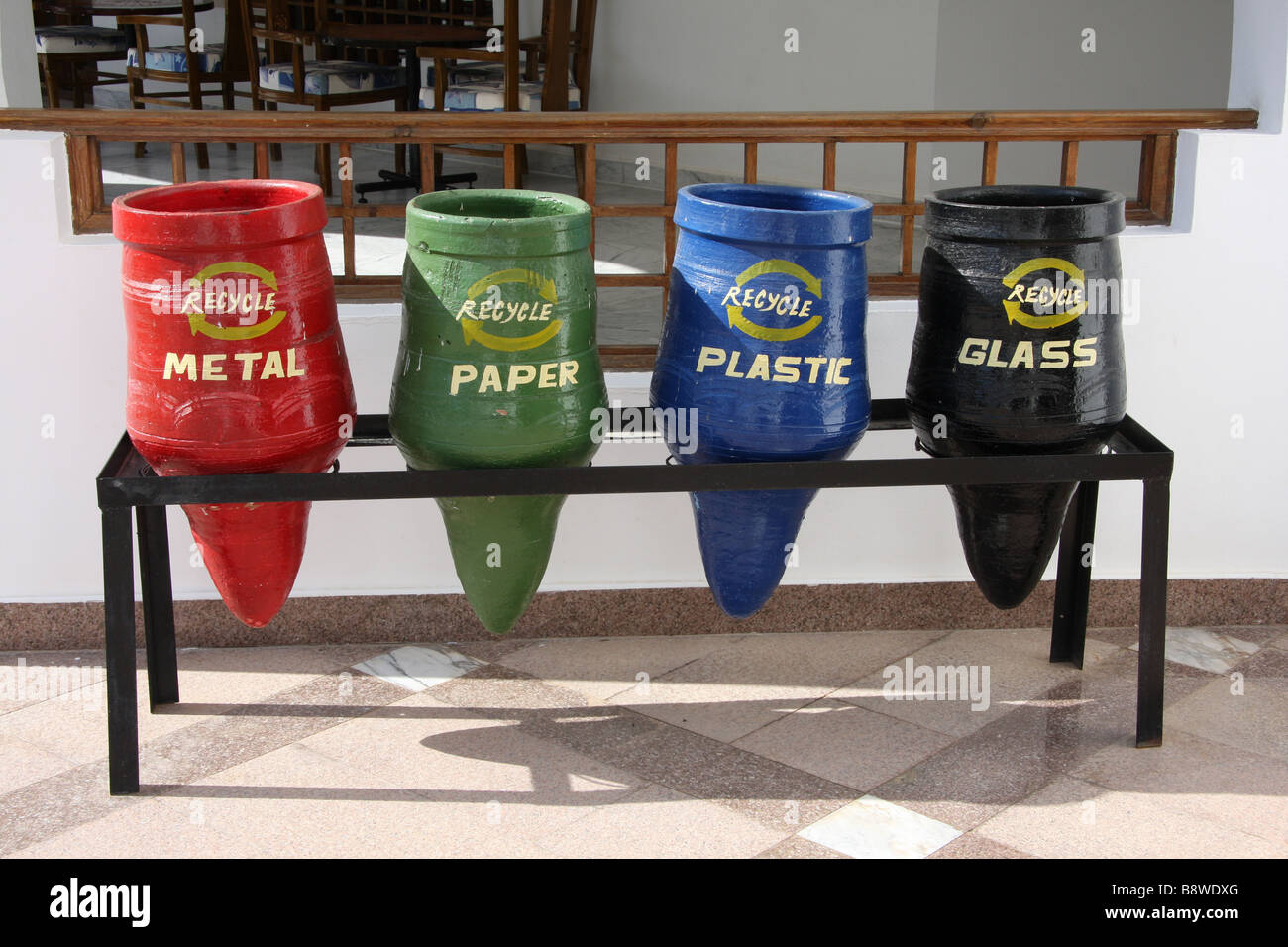 Recycling facilities at Hilton hotel, Dahab, Egypt Stock Photo