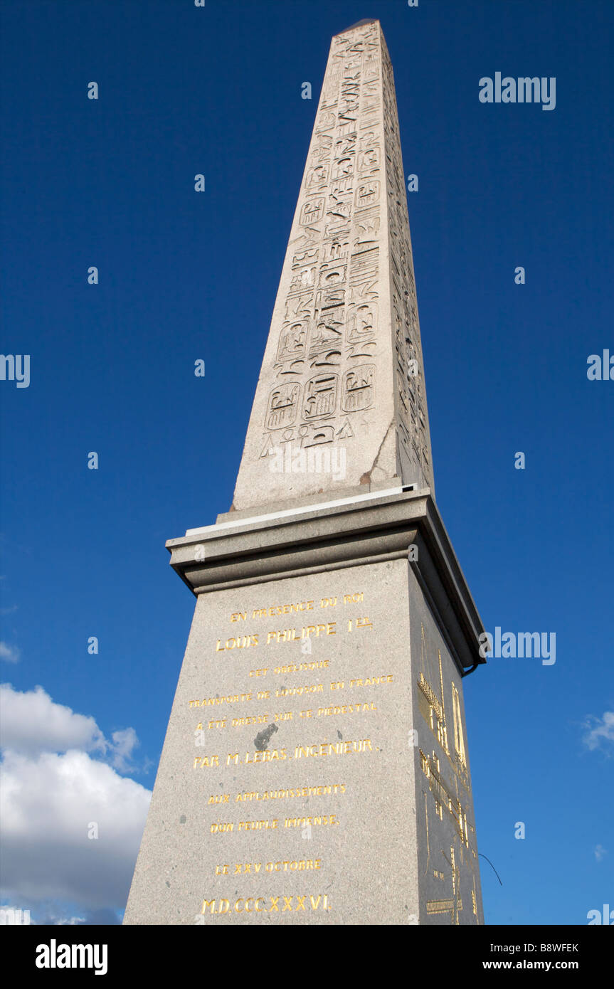 The Obelisque which sits in the Place de la Concorde Paris France Friday July 20 2007 Stock Photo
