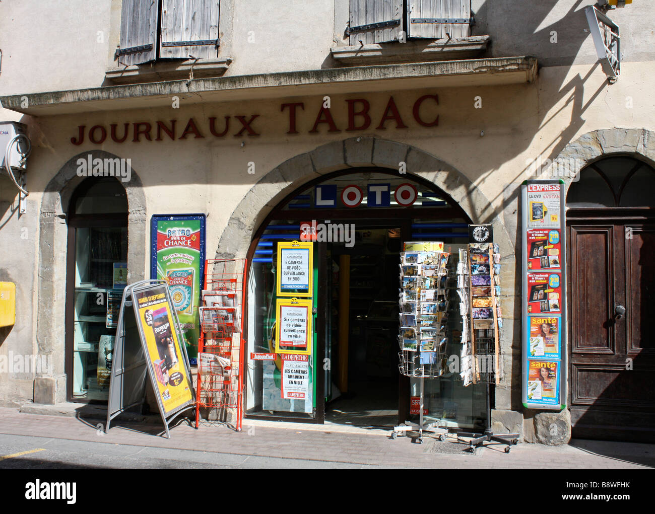 Tabac shop in gargoyle Aude, Carcassonne, Languedoc, France Stock Photo