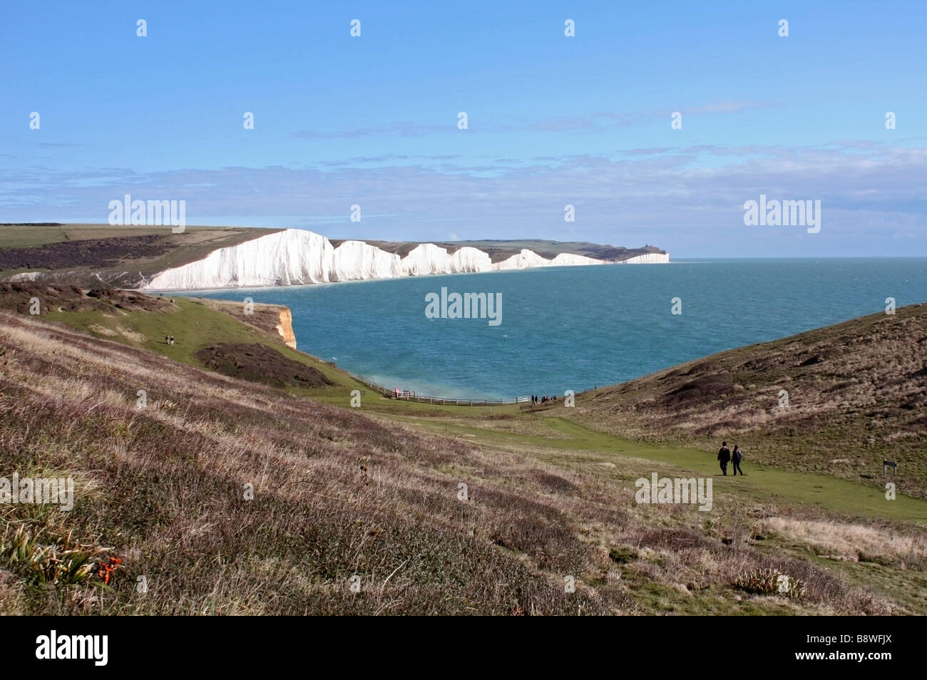 The view of the Seven Sisters from Seaford Head, East Sussex, England, UK Stock Photo