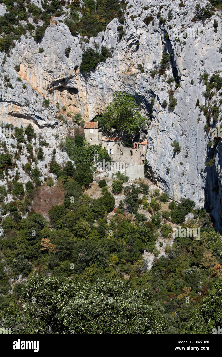 Hermitage de Saint Antoine in the Gorges de Galamus, Aude department, Languedoc region, South West France Stock Photo