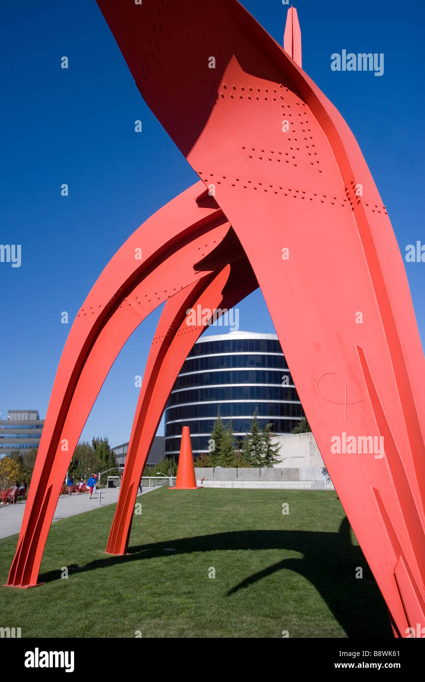 Seattle Olympic Park, red Eagle sculpture by Alexander Calder Stock