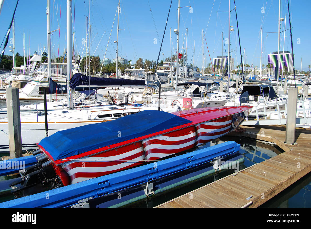 Boats in marina, Marina del Rey, Los Angeles, California, United States