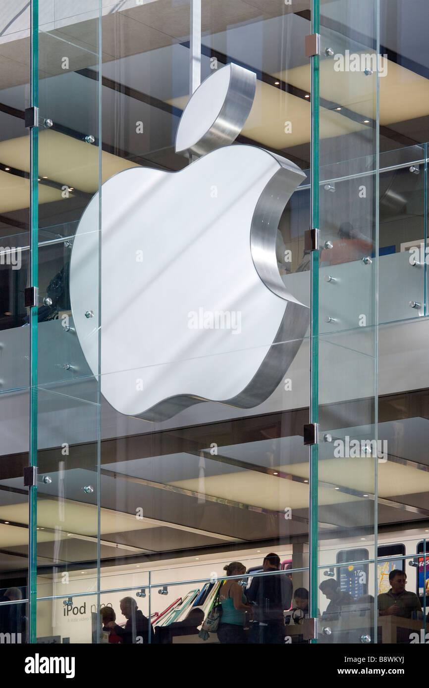 The largest Apple Logo of the world at the Sydney Apple Store. Sydney NSW Australia. Stock Photo