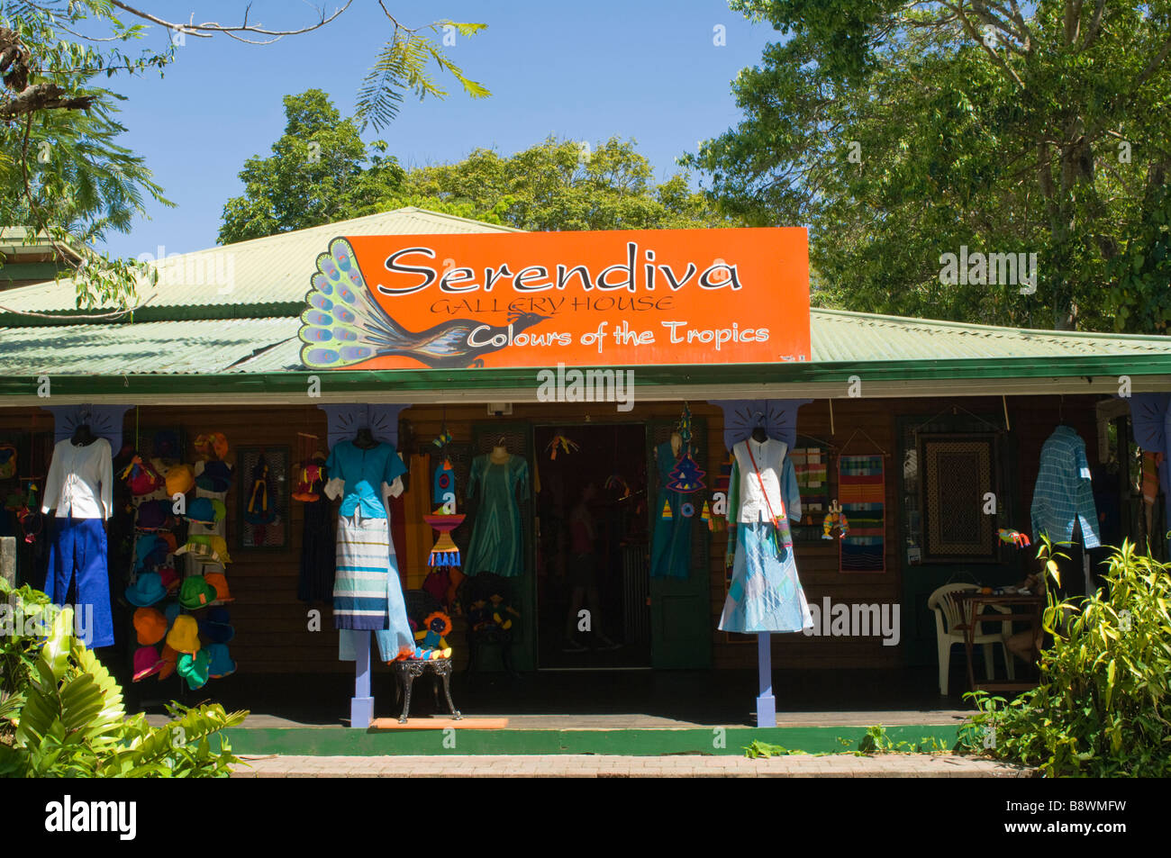 Shops in the main street at Kuranda Stock Photo Alamy