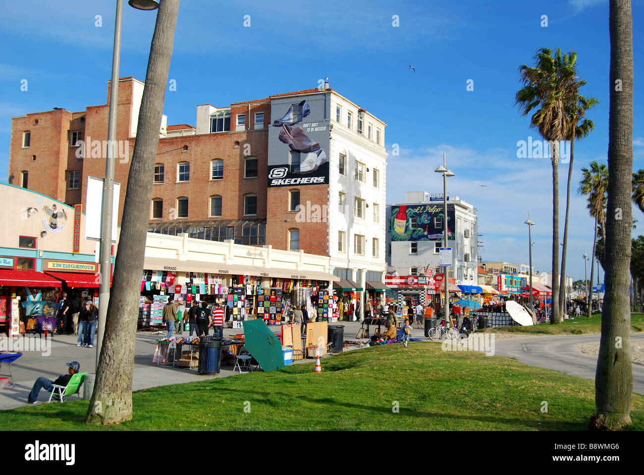 Cycle path, Ocean Front Walk, Venice Beach, Los Angeles, California, United States of America Stock Photo