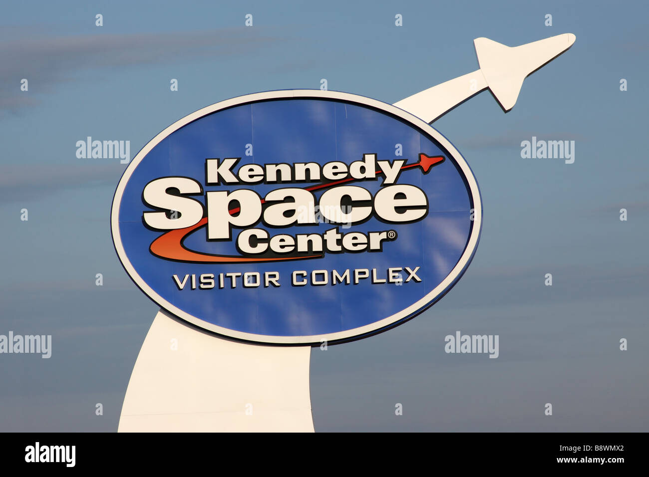 Sign at entrance to NASA Kennedy Space Center, Cape Canaveral, Florida ...