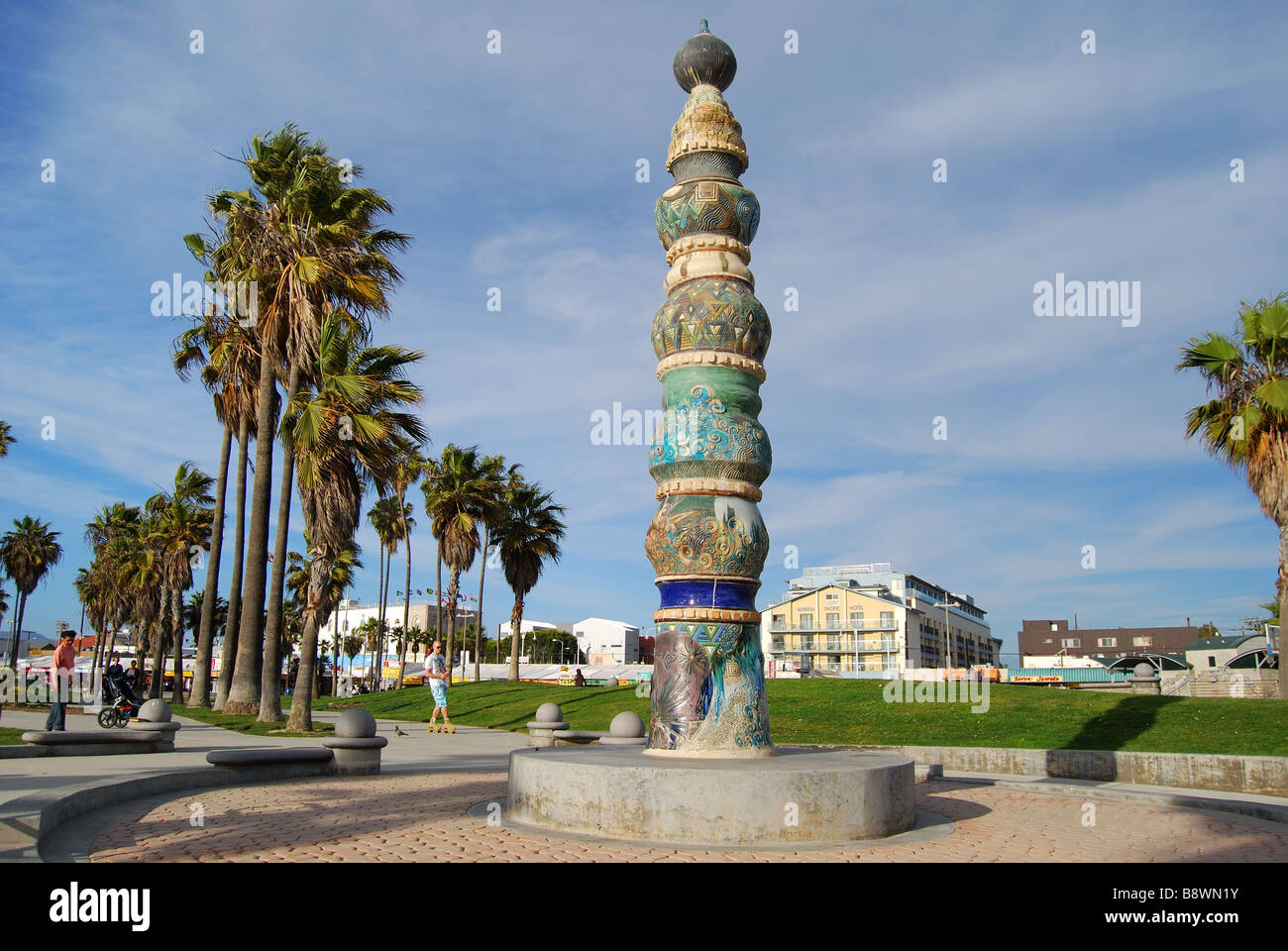 Beachfront sculpture, Venice Beach, Los Angeles, California, United States of America Stock Photo