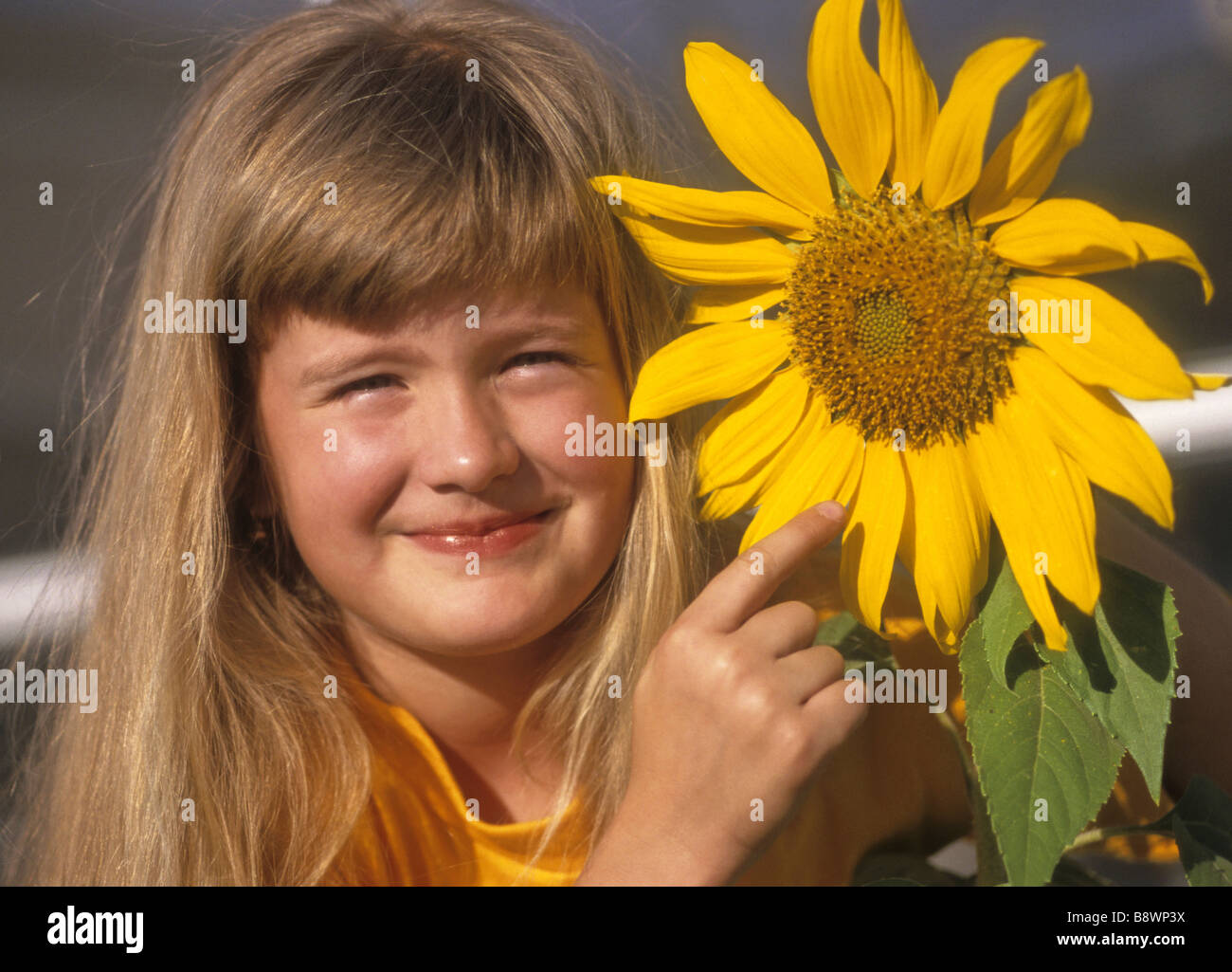 Girl with sunflower Stock Photo - Alamy