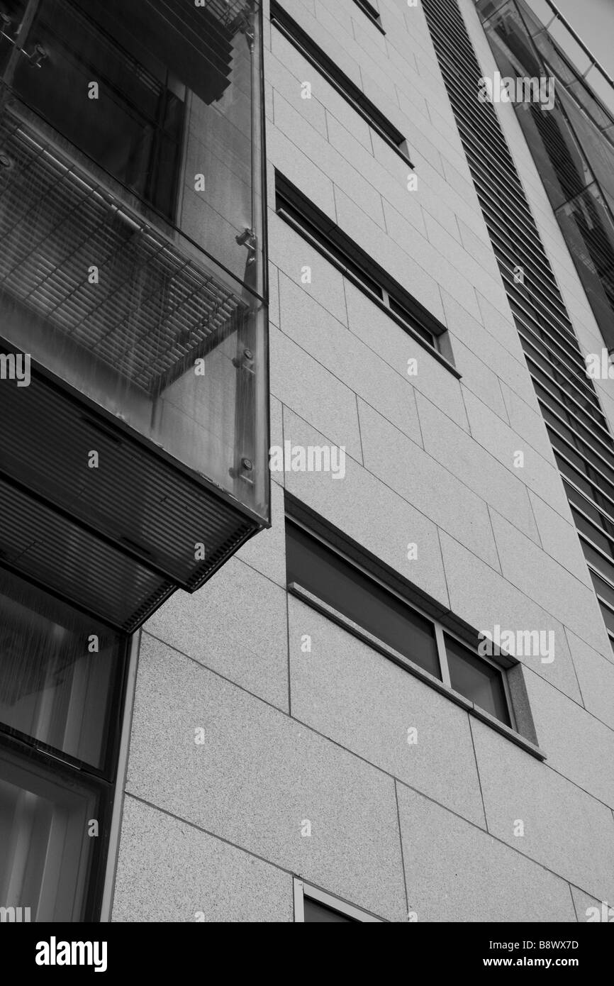 geometry of a tall apartment block building Stock Photo