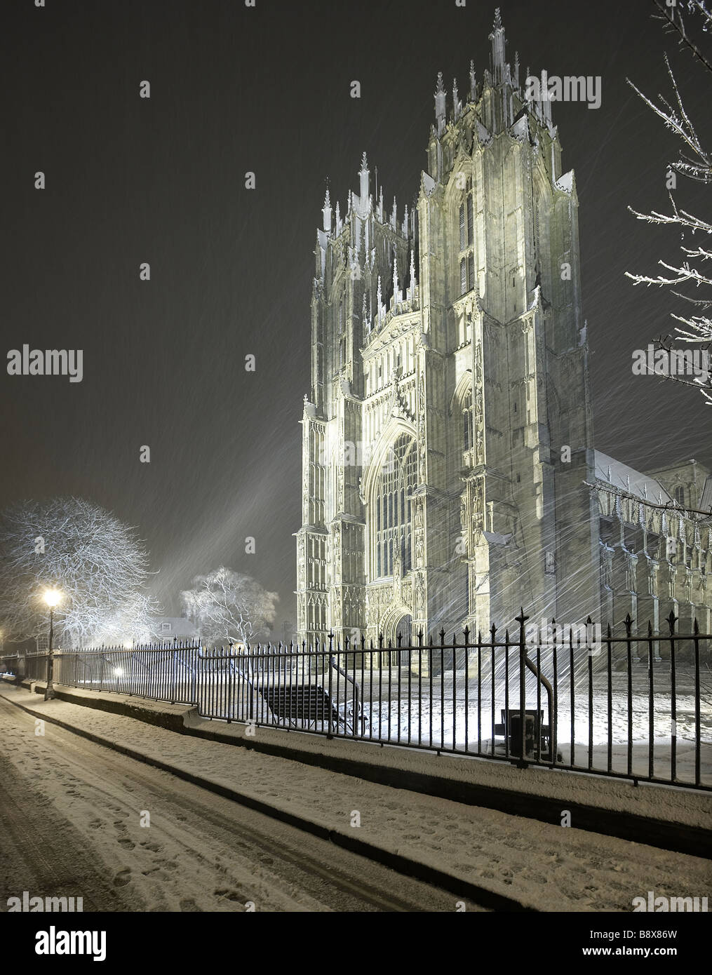 Beverley Minster carpeted in snow East Yorkshire UK Stock Photo