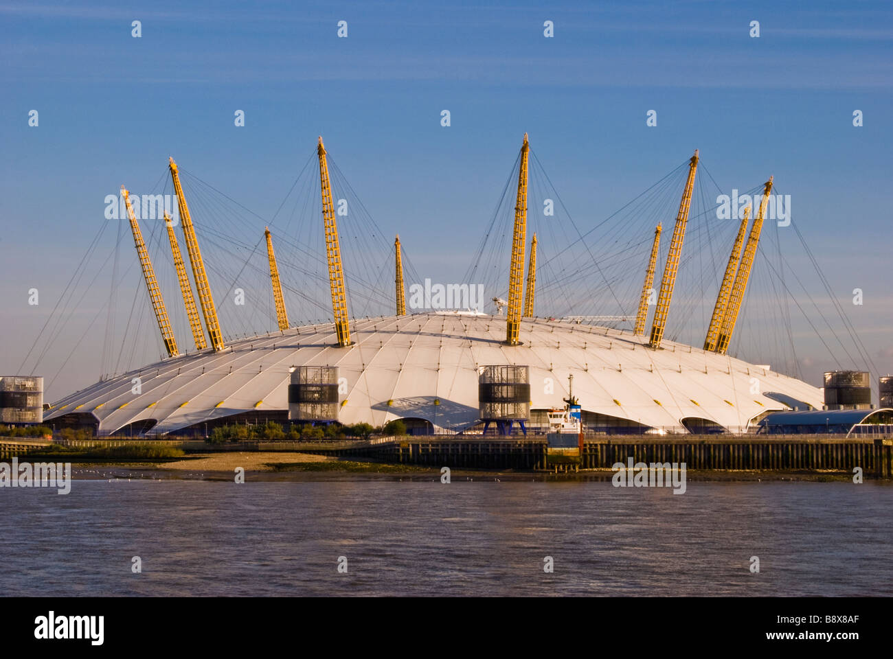 Millenium dome on river thames, London, England, UK Stock Photo