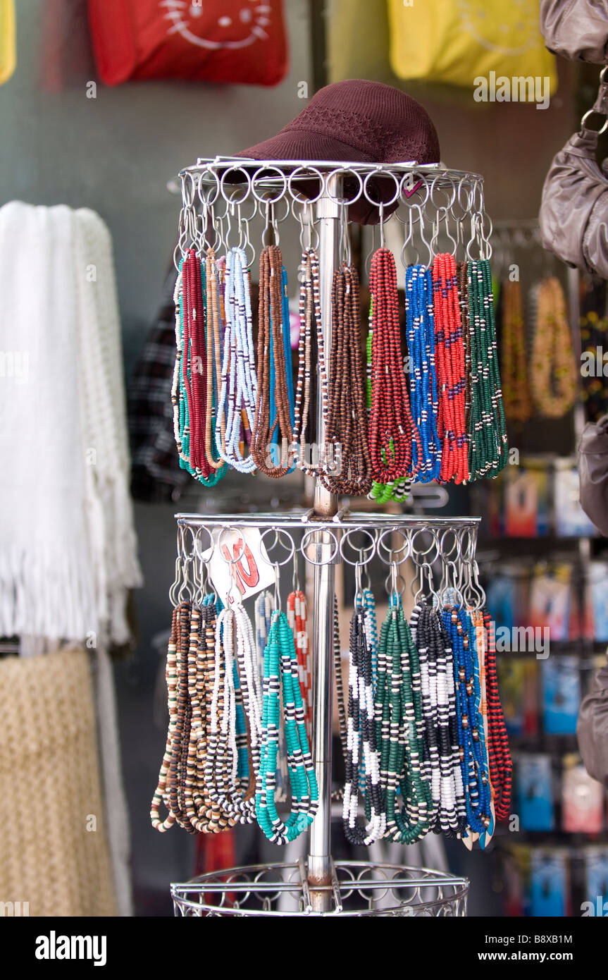 Colorful trinkets on sale  in promenade stall, Eilat, Israel Stock Photo