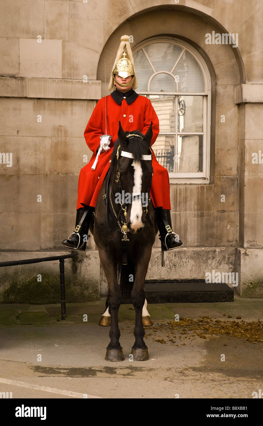 A Household Cavalry house man on guard outside Horse Guards parade Stock Photo