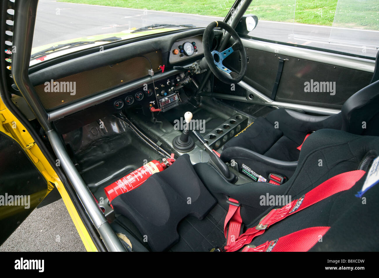 Interior Of A Modified Ford Escort Race Car Stock Photo