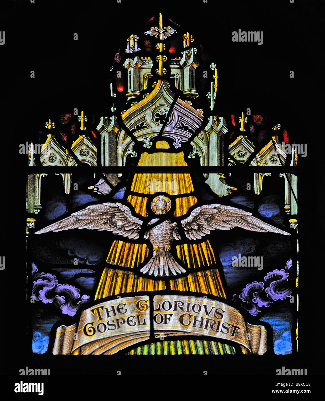 Nave South window, (detail). Holy Trinity Church, Chapel Stile, Langdale. Lake District National Park, Cumbria, England, U.K. Stock Photo
