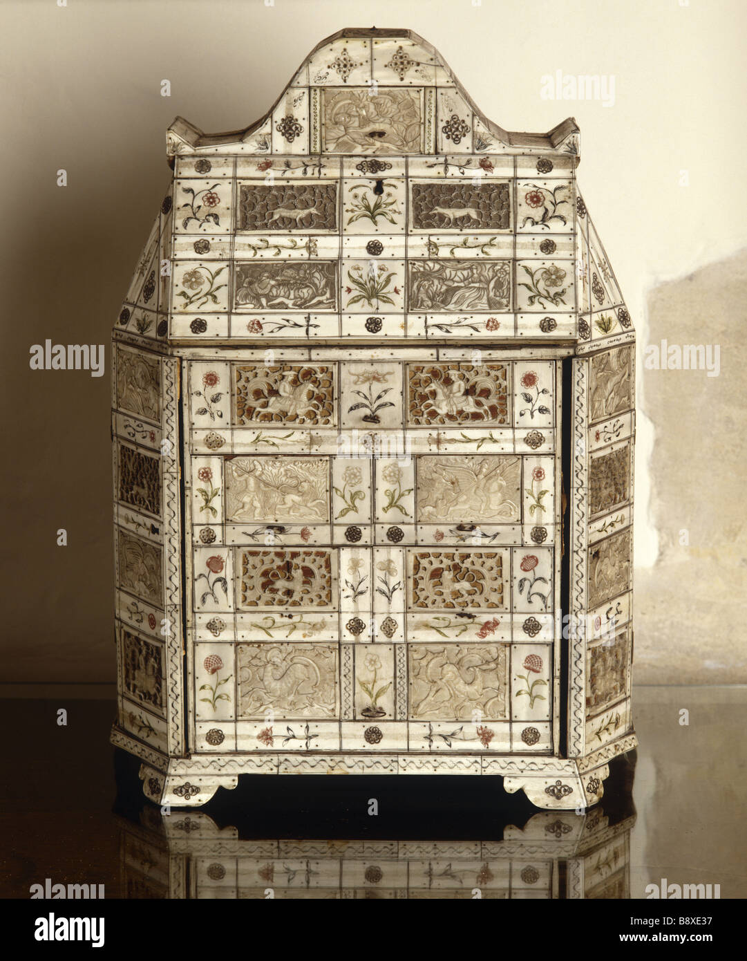 An ivory cabinet at Great Chalfield Manor near Melksham Wiltshire Stock Photo