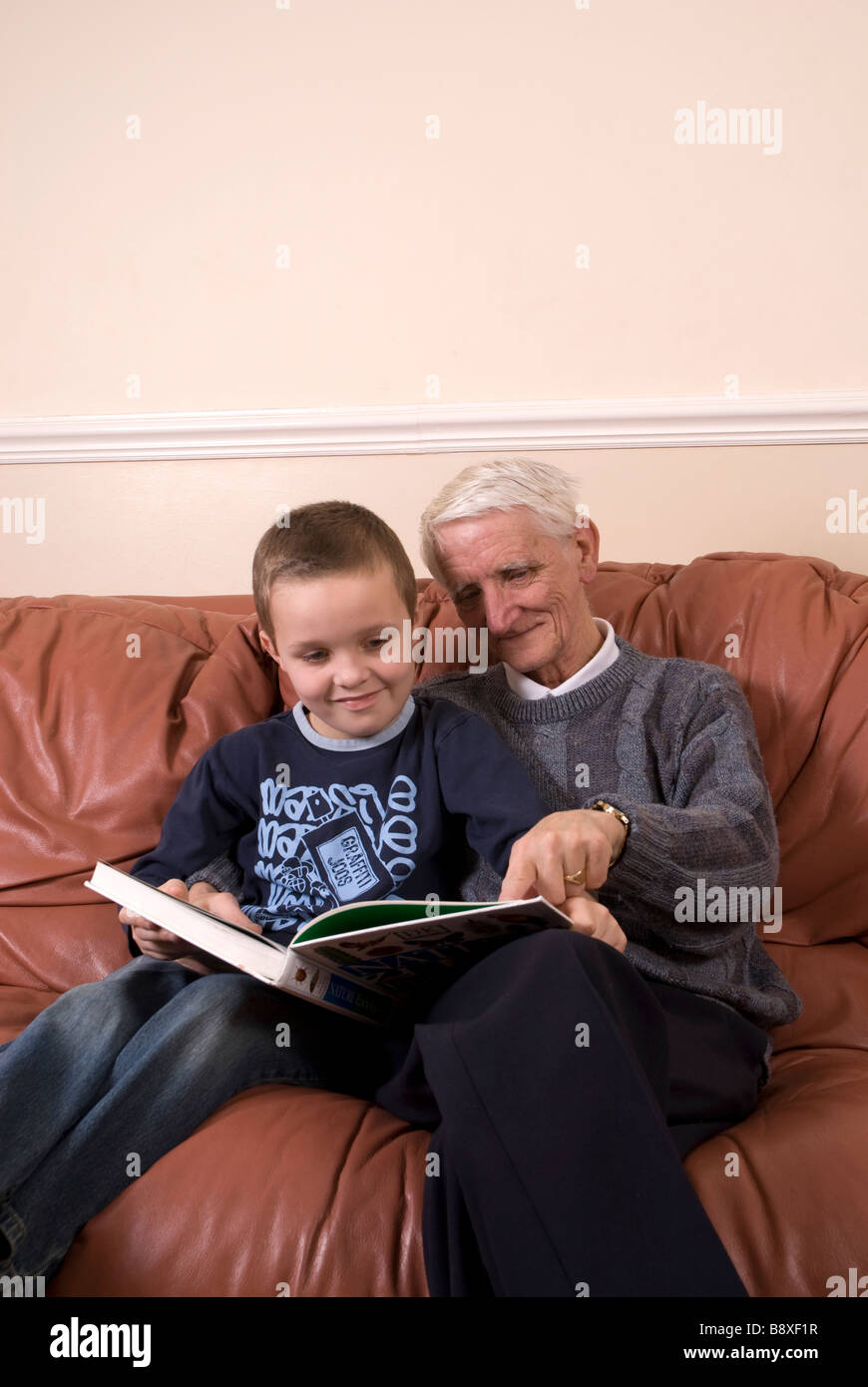 Grandparent reading to a child Stock Photo - Alamy