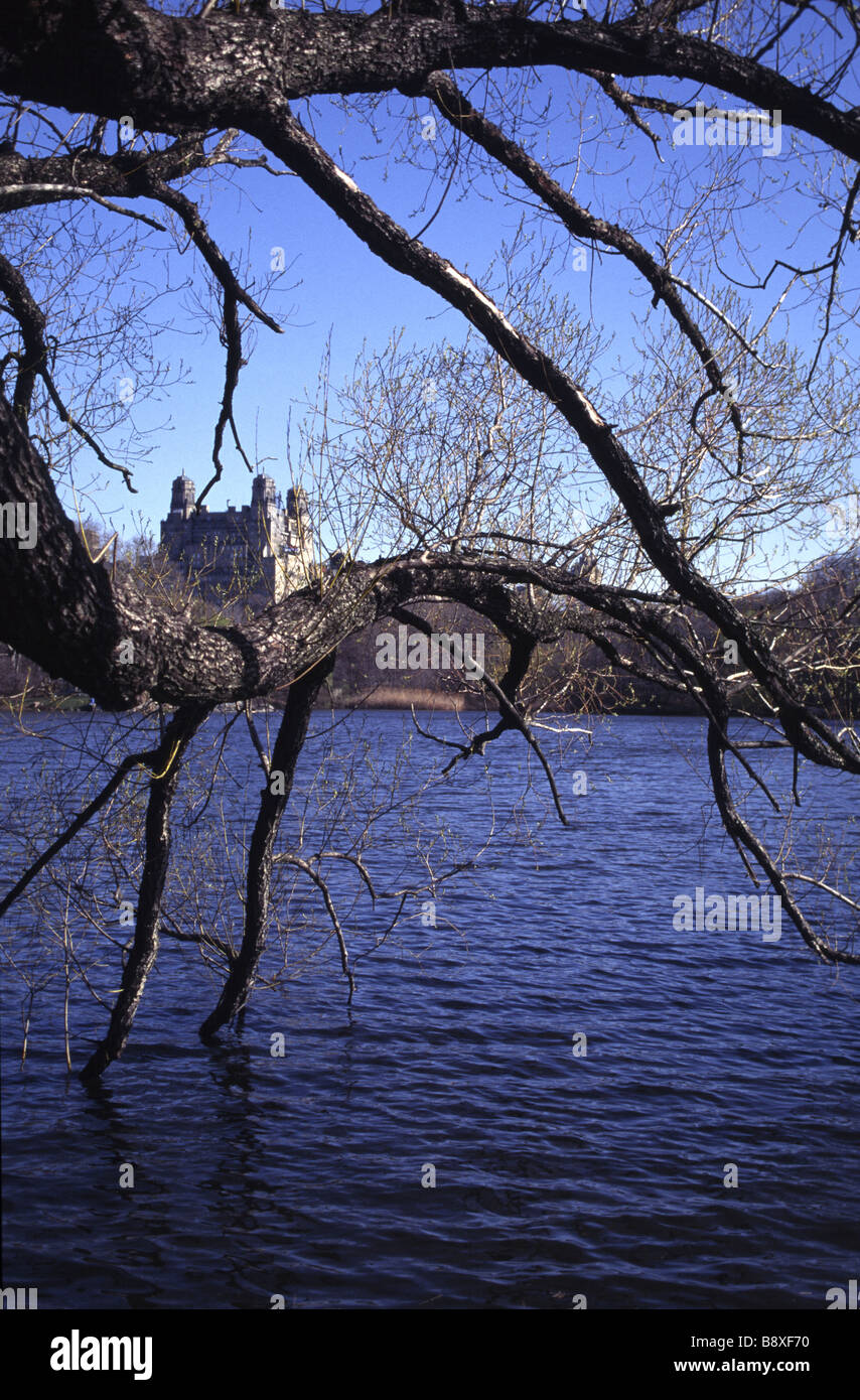 Central Park, view over the lake Stock Photo - Alamy