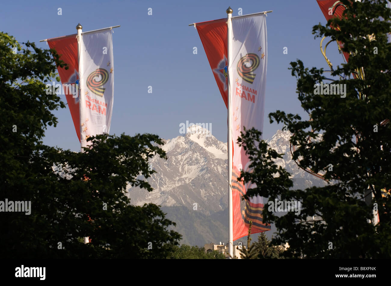 Alatau mountain range surrounding Almaty Stock Photo