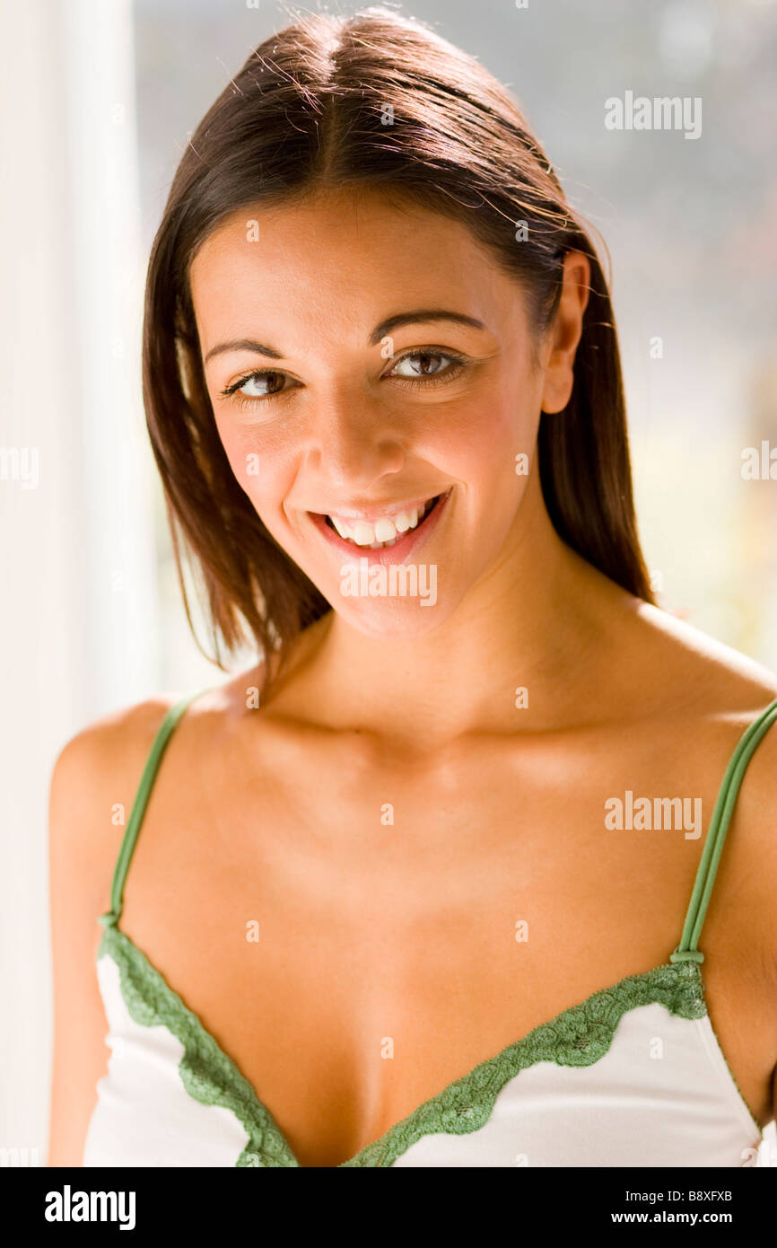 Portrait of pretty smiling teenager Stock Photo