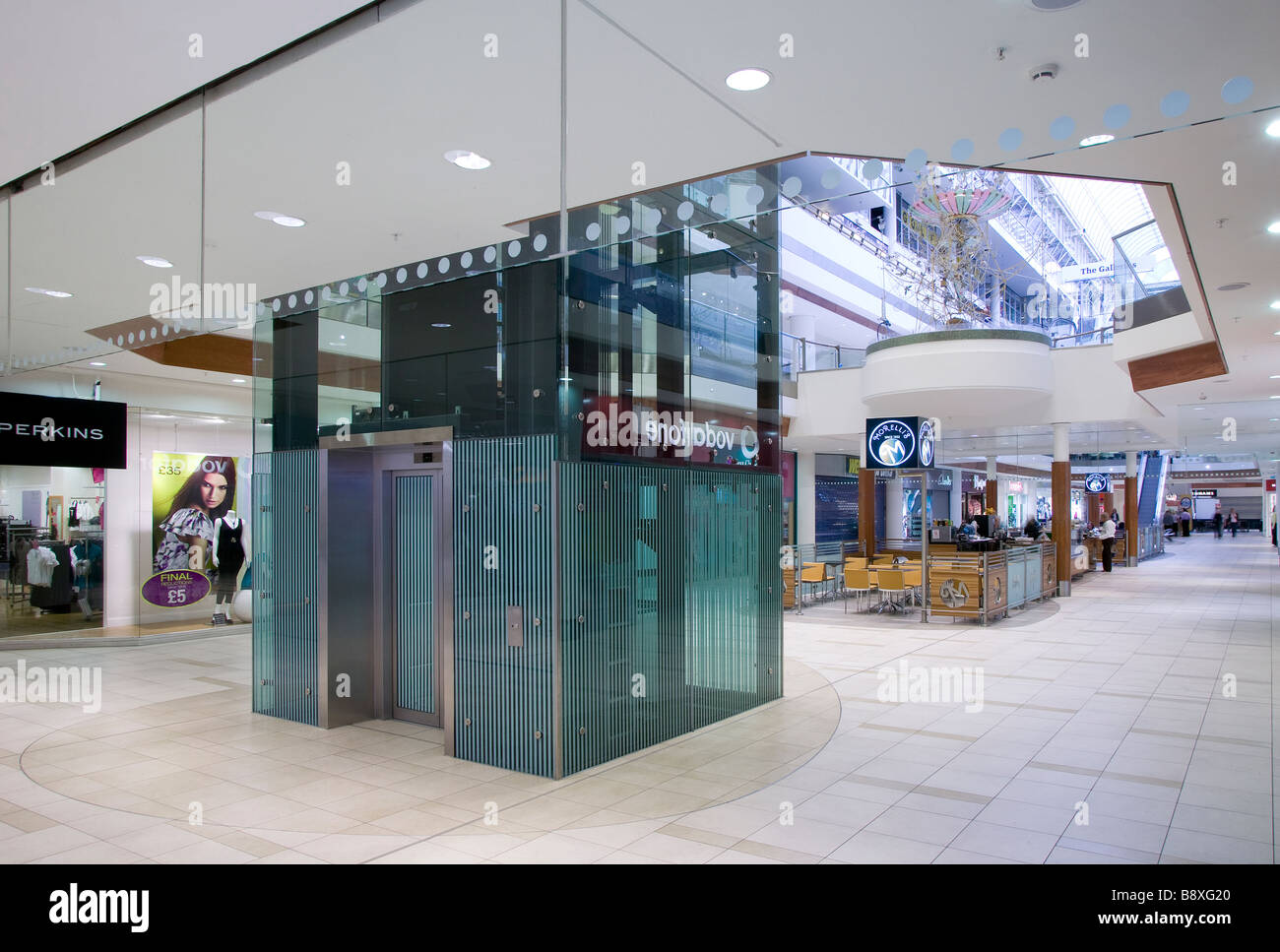 Glass elevator lift Easgate shopping centre Basidon Stock Photo